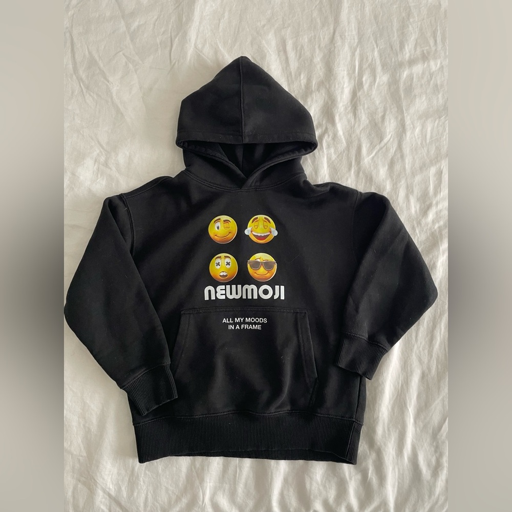Zara Boys Emoji Graphic Hoodie Black Size 8/9 Sweatshirt - Picture 2 of 3